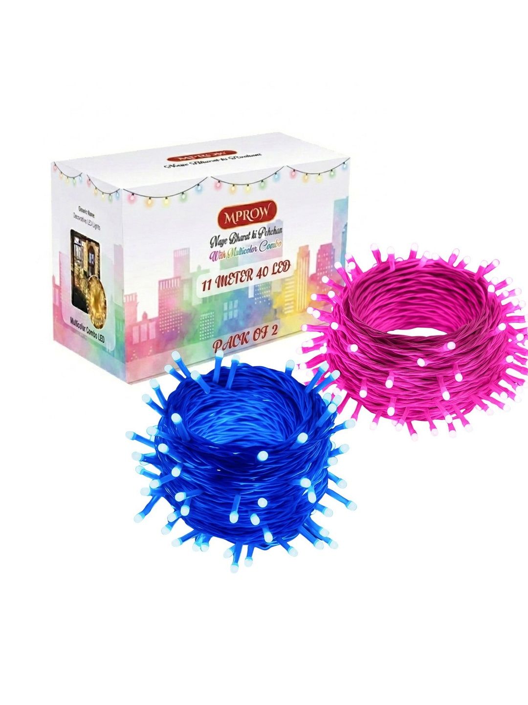 MPROW 11M Pink & Blue Waterproof 40 LED Rice Shaped 2-Pcs String Lights-picture-21