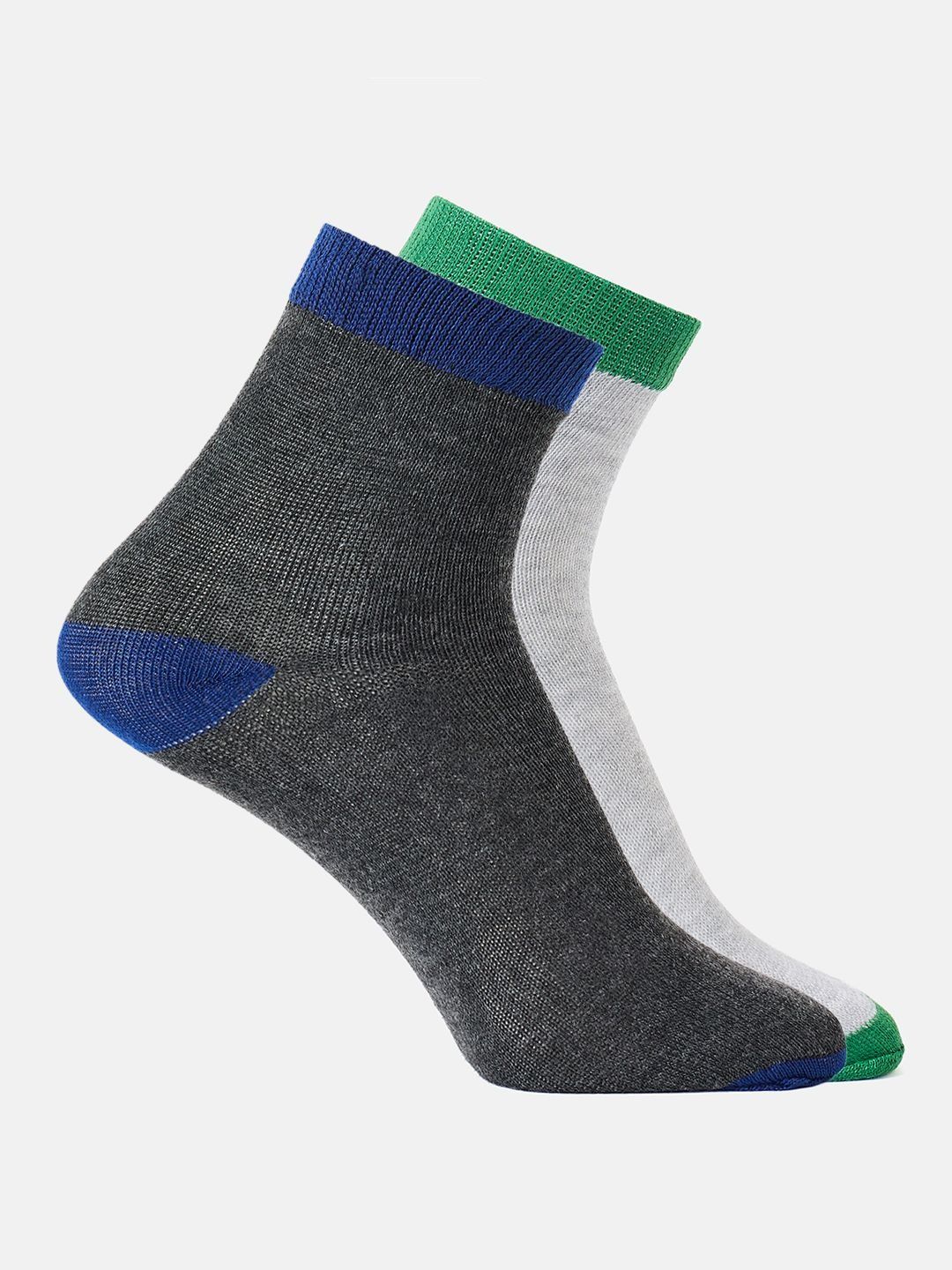 SZN Men Pack of 2 Cotton Blend Colourblocked Ankle Length Socks-picture-36