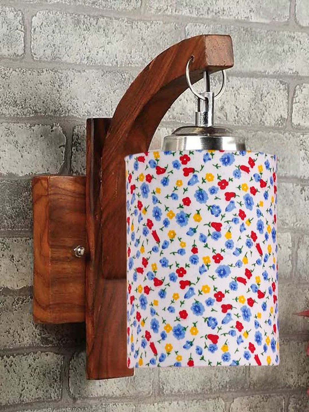 Aura Multicoloured & White Printed Wood Cylinder Shaped Wall Lamp-picture-34