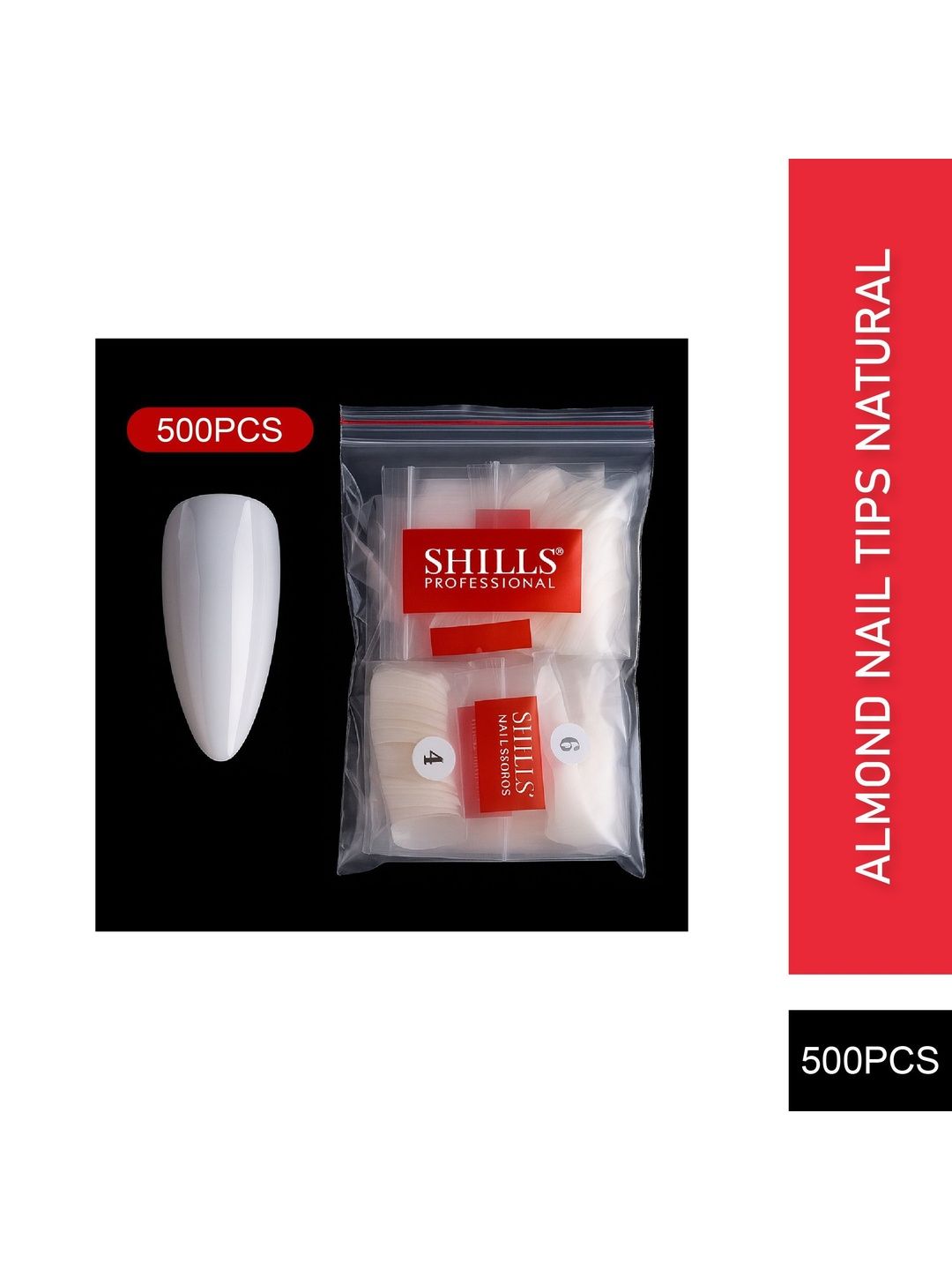 shills professional Almond Nail Tips - 500 Pcs - Natural-picture-12