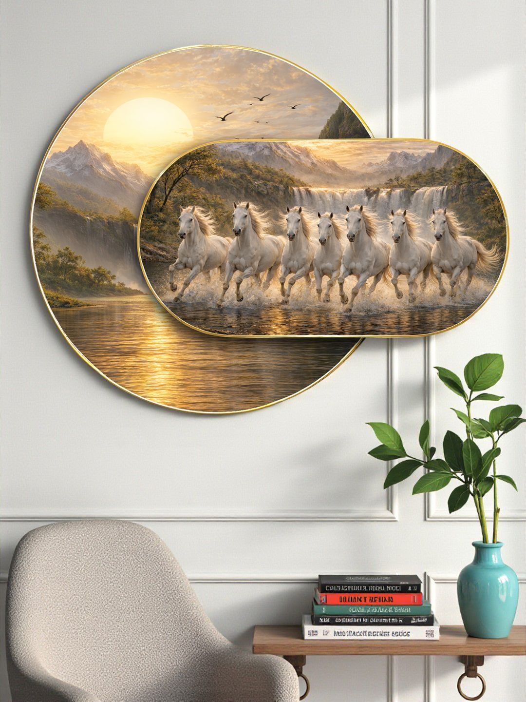 Art Street Gold-Toned & Green Single Piece MDF Other Wall Paintings-image-30