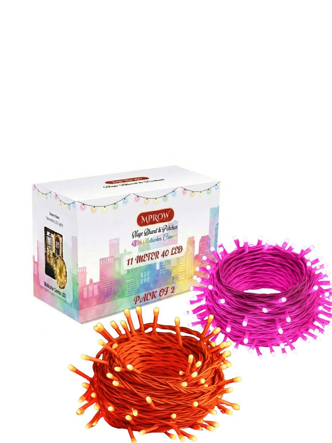 MPROW 11M Orange-Coloured & Pink Waterproof 40 LED Rice Shaped 2-Pcs String Lights-picture-26