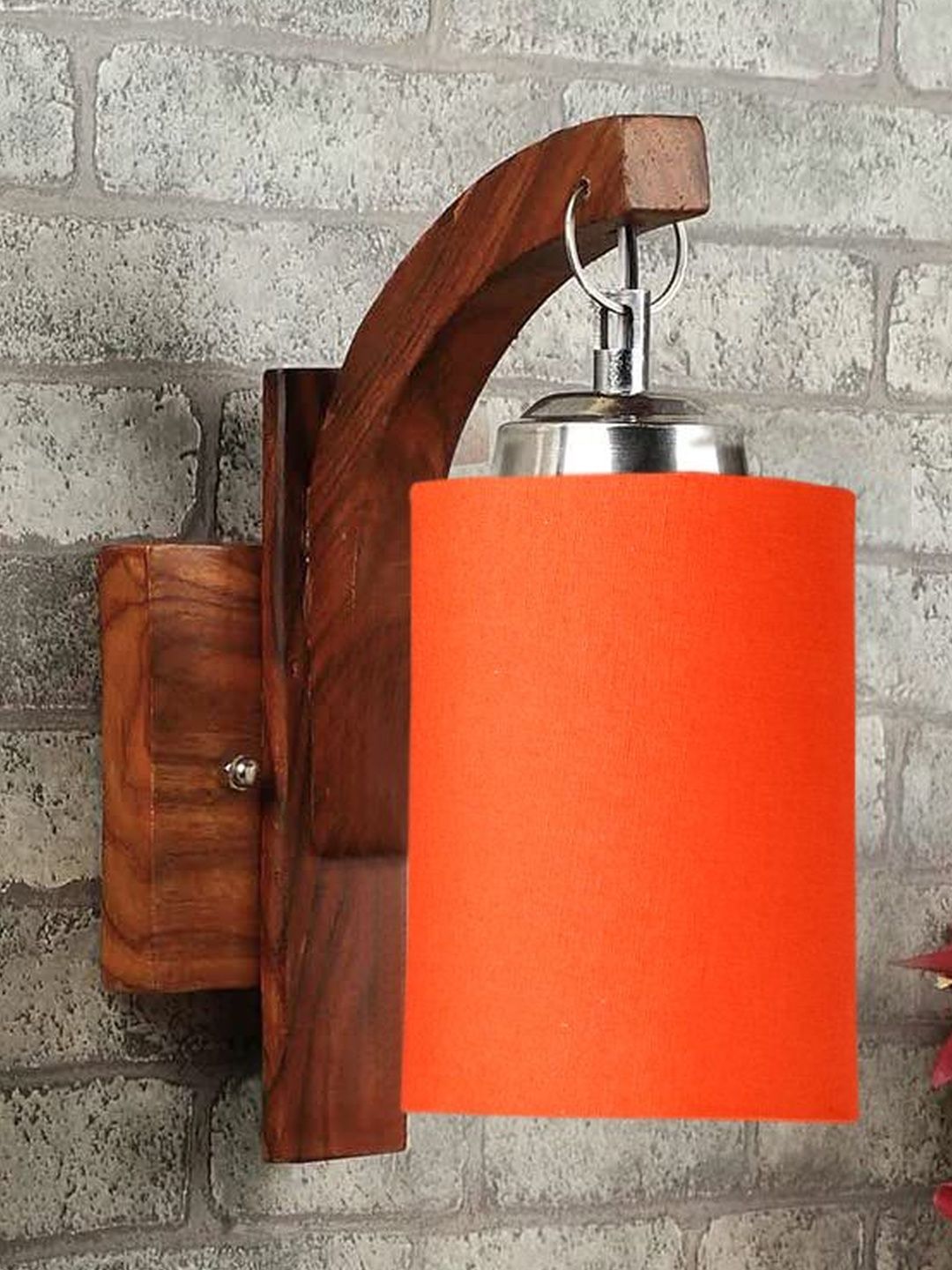 Aura Orange & Orange Wood Cylinder Shaped Wall Lamp-image-38