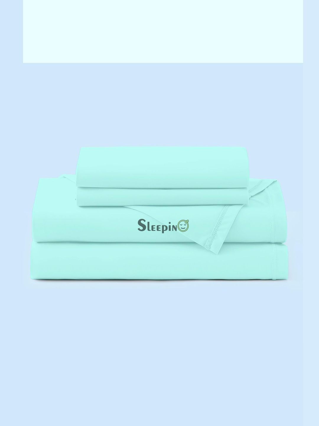 Sleepino Turquoise Blue 400 TC Egyptian Cotton King Bedsheet with 2 Pillow Covers-image-24