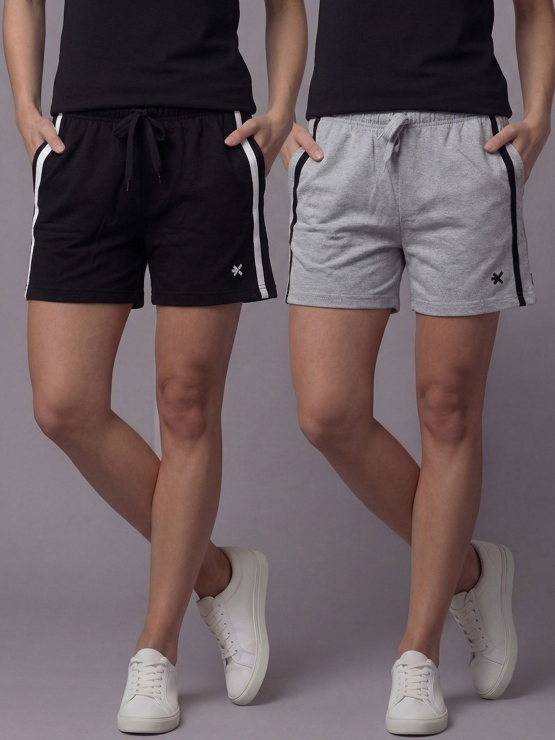 HRX by Hrithik Roshan Women Pack of 2 Cotton Mid-Rise Shorts-picture-19