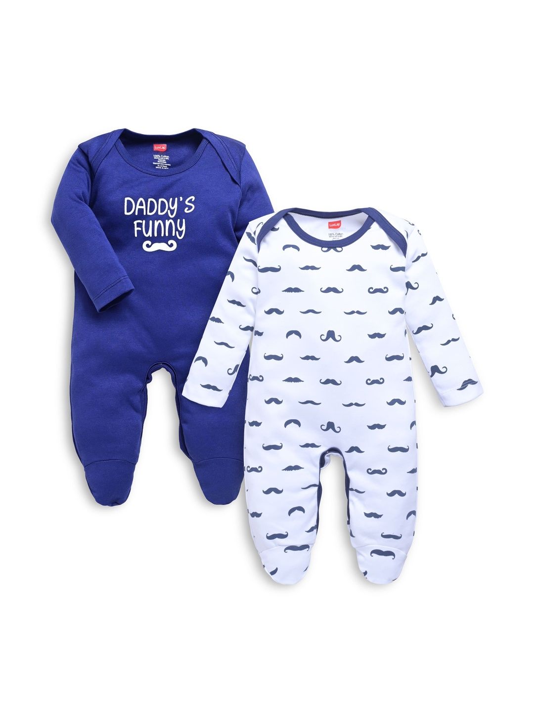 LuvLap Infant Pack Of 2 Pure Cotton Printed Rompers-image-36