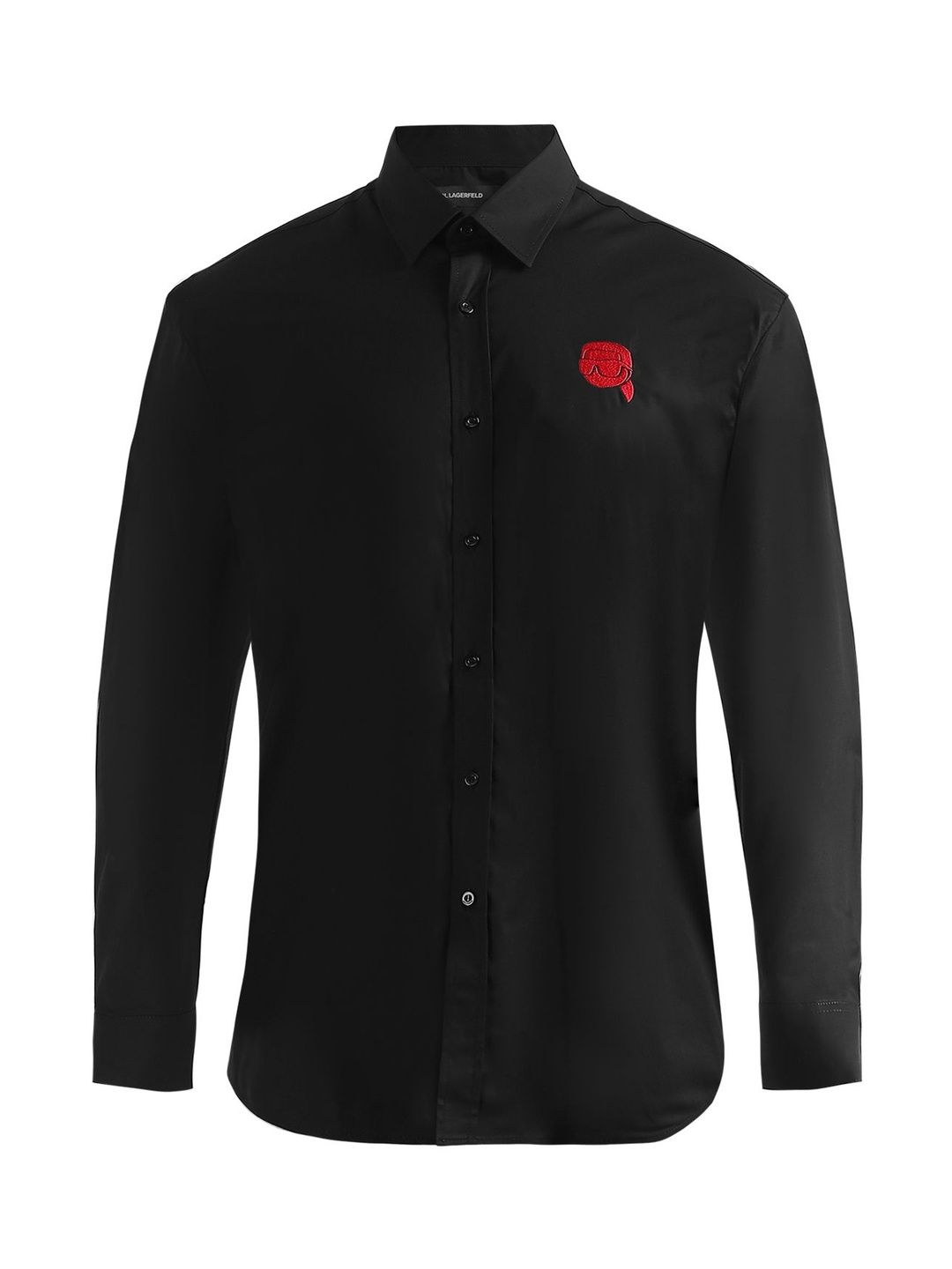 Karl Lagerfeld Men Black Long-Sleeve Embroidred Doll Shirt-picture-11