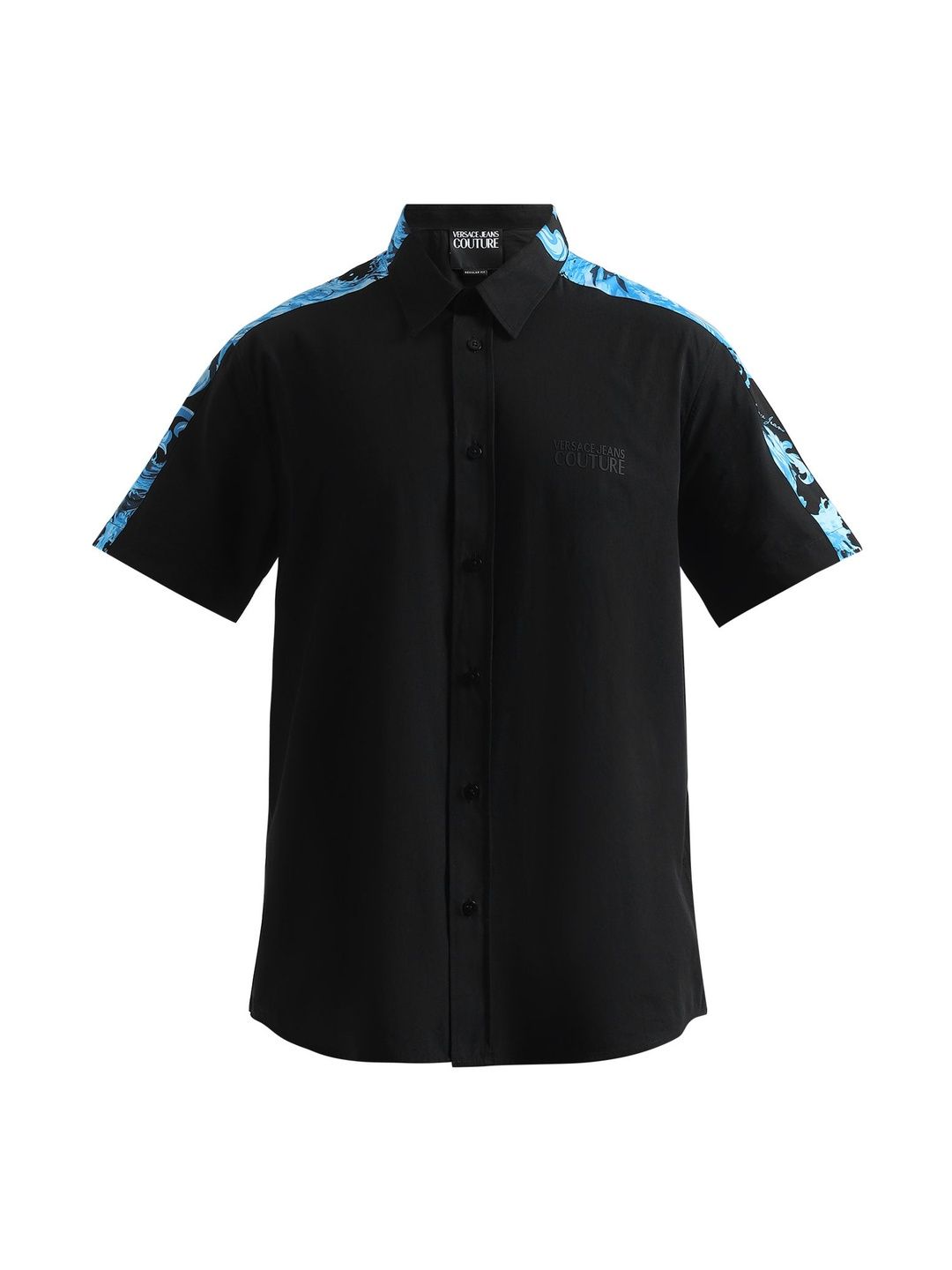 Versace Jeans Couture Men Black Short-Sleeve Panel Baroque Cut and Sew Shirt-picture-27