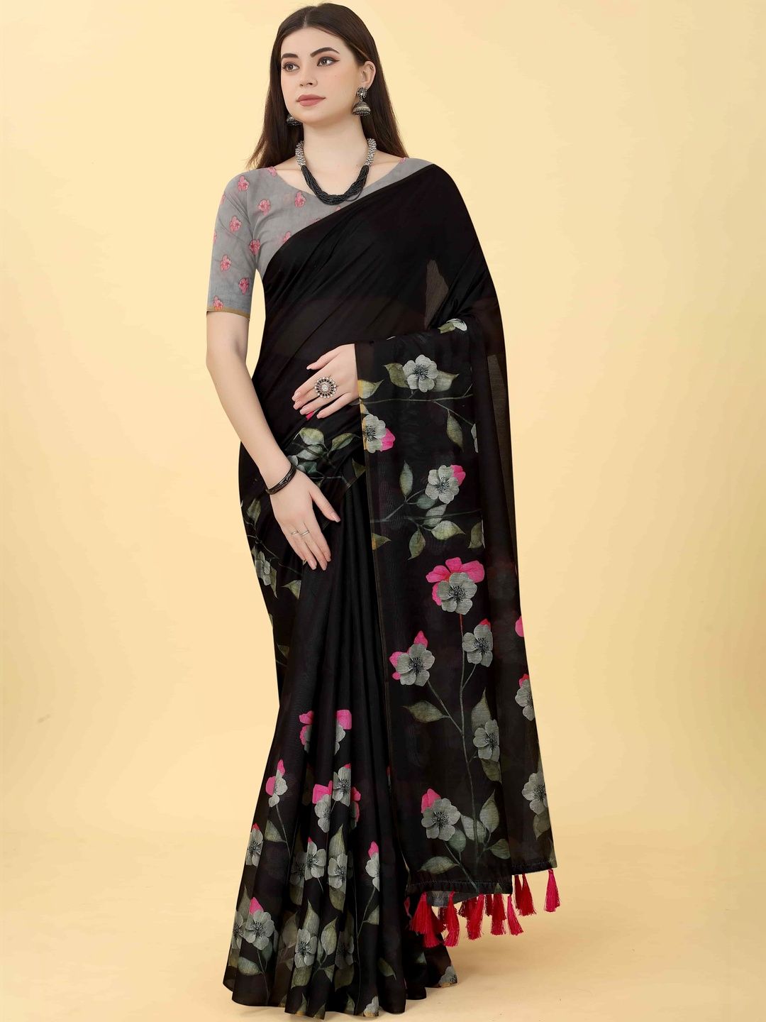 Mitera Floral Zari Fusion Chanderi Saree-picture-33