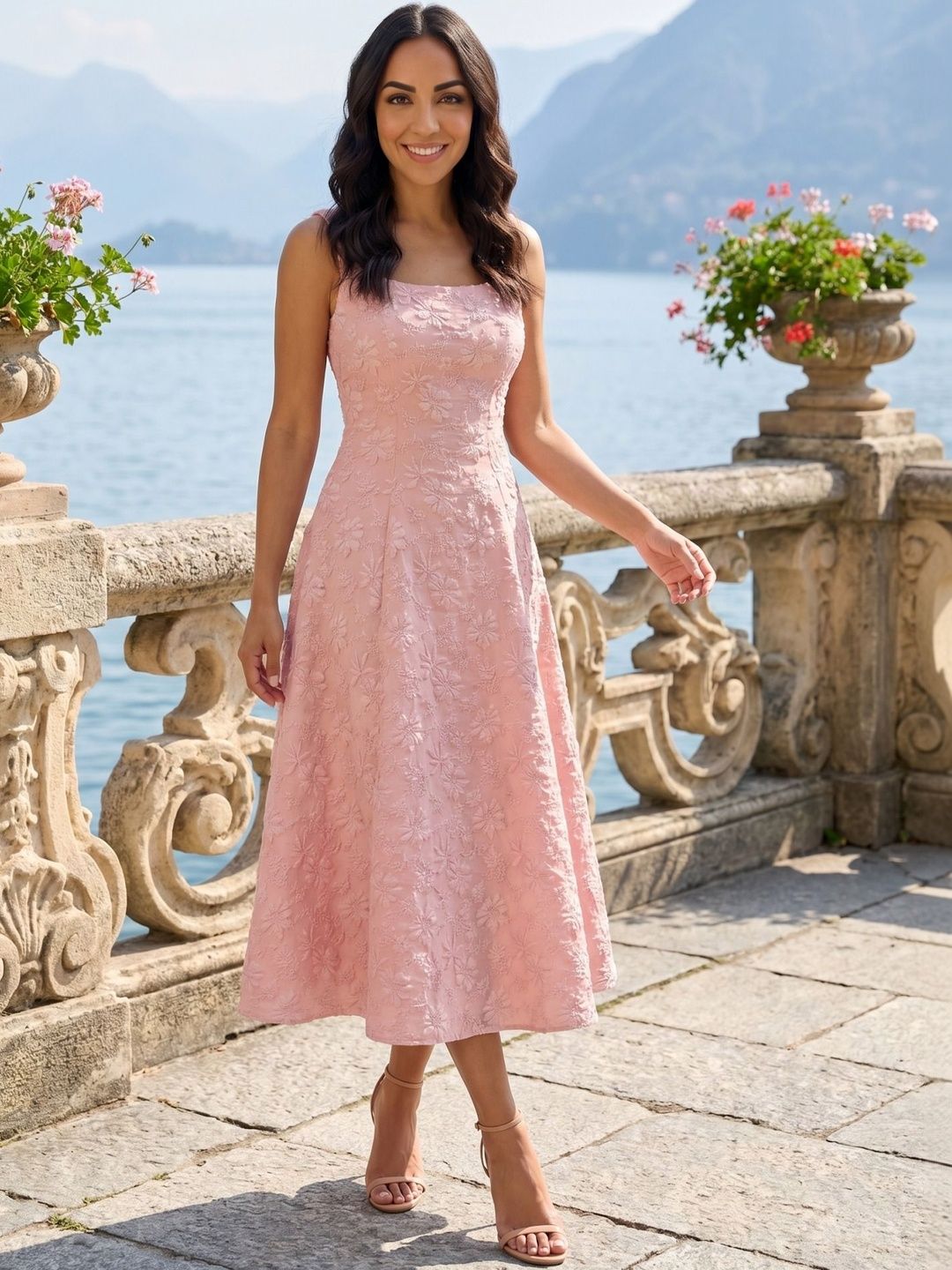 Zucchini Jacquard Fit & Flare Midi Dress-picture-29