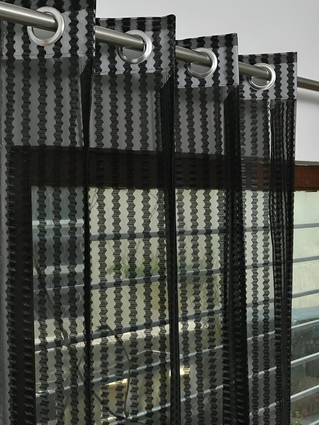 YUKANY Black & Multicoloured Set of 2 Sheer Window Curtain-image-32