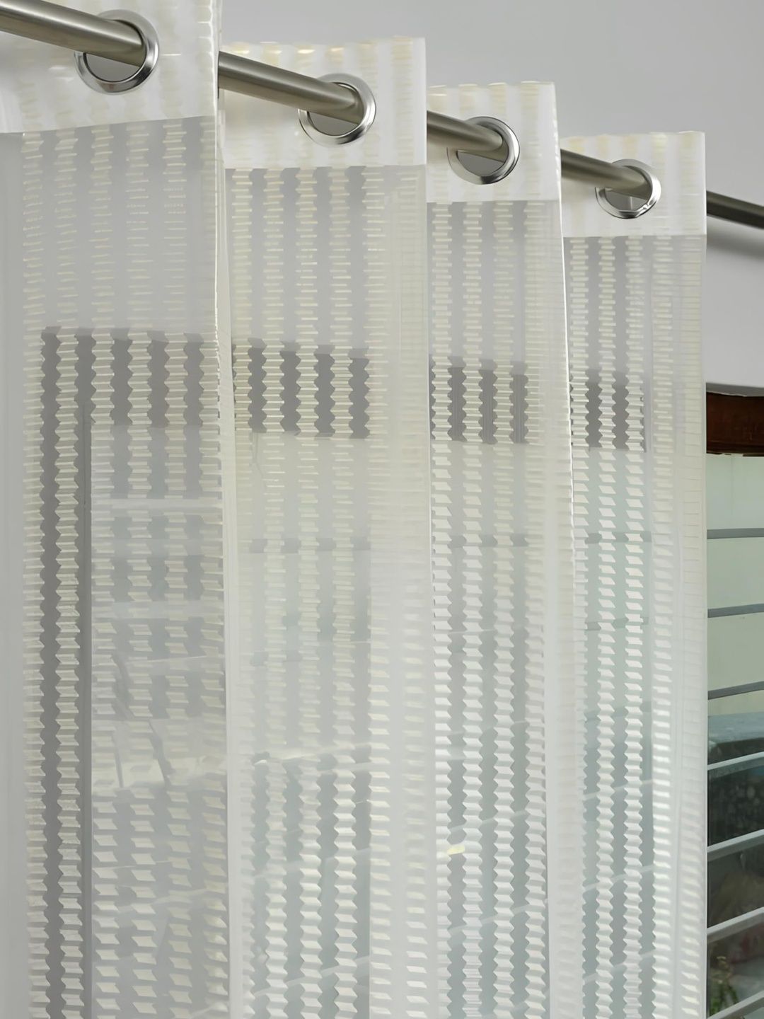 YUKANY Cream-Coloured & Multicoloured Set of 2 Sheer Window Curtain-picture-29