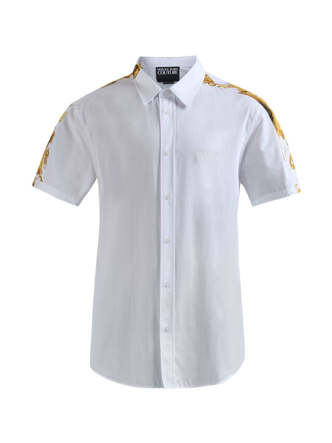 Versace Jeans Couture Men White Short-Sleeve Panel Baroque Cut and Sew Shirt-picture-56
