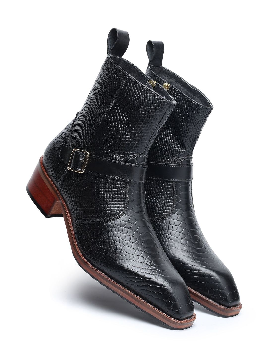 DYNOGEM Men Textured Square Toe Zip Regular Boots-picture-58
