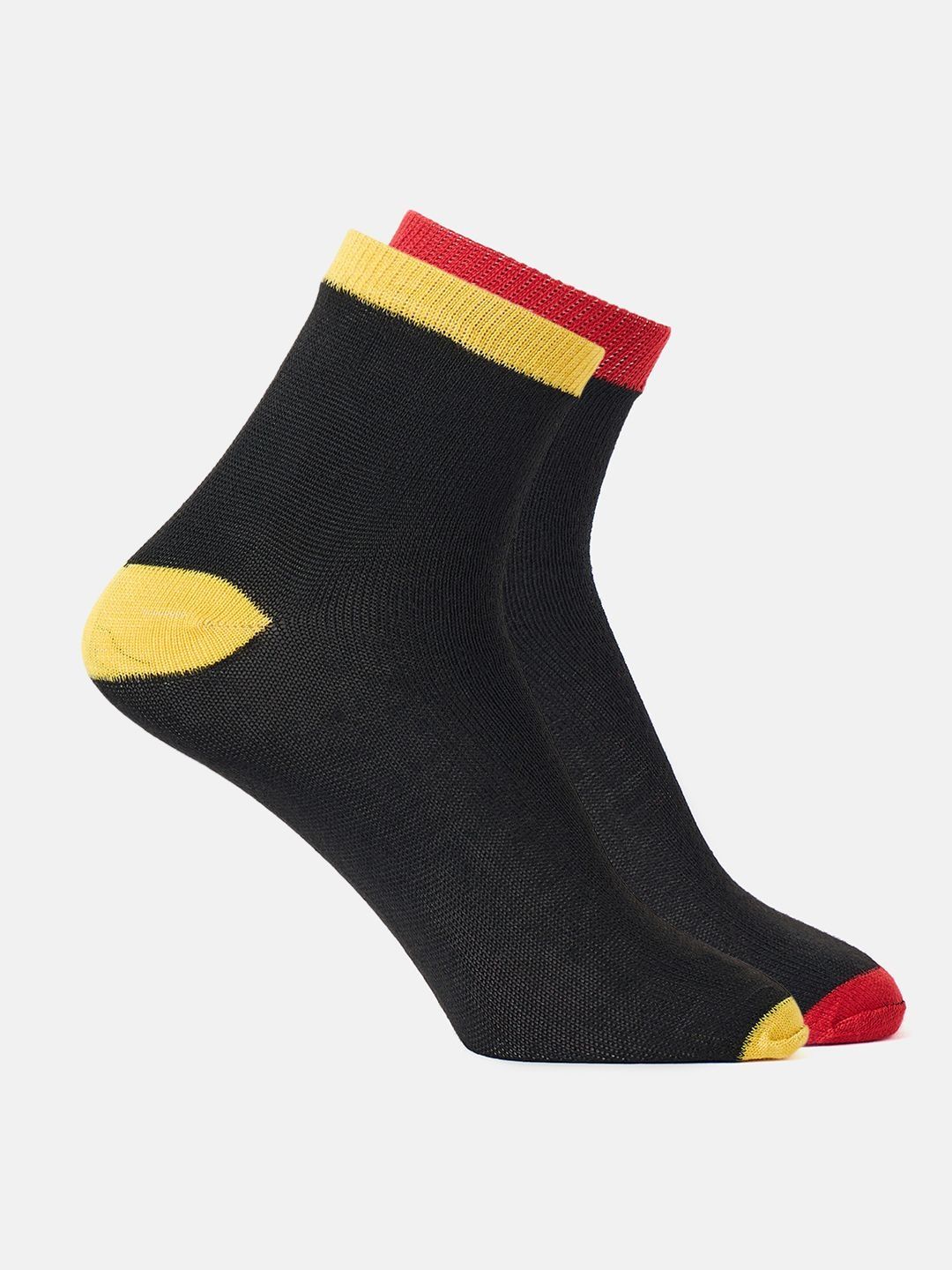 SZN Men Pack of 2 Cotton Blend Colourblocked Ankle Length Socks-picture-35