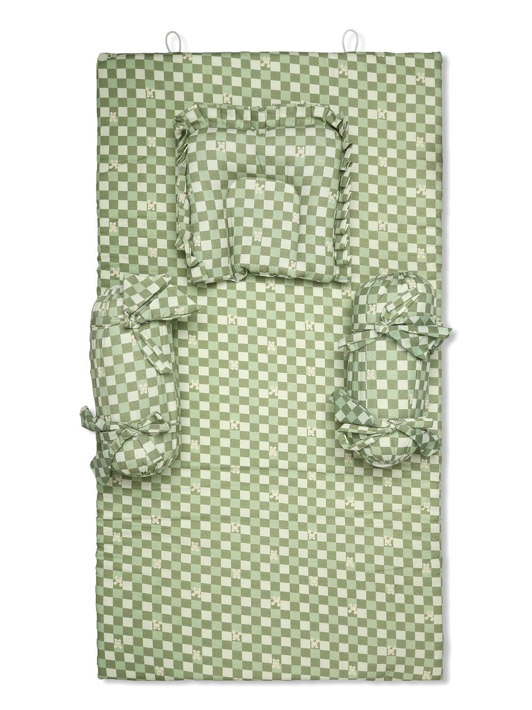 MINI KLUB Green & White Quirky Polycotton 4 Piece Single Regular Bedding Set-picture-56