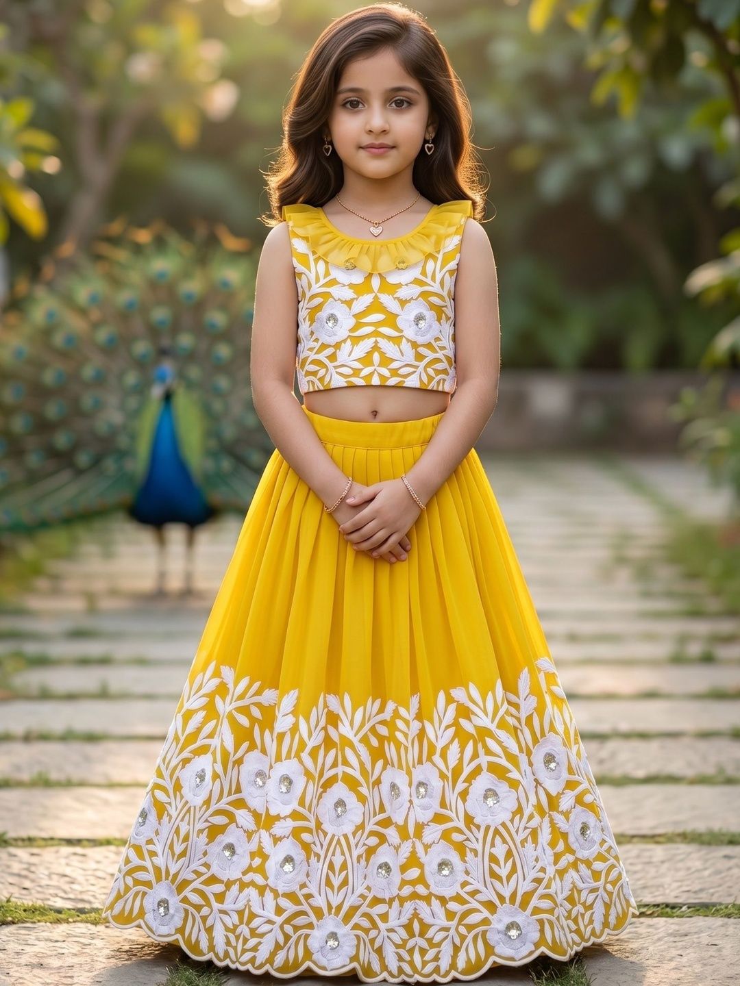 KALINI Girls Embroidered Sequinned Ready to Wear Lehenga &-picture-0