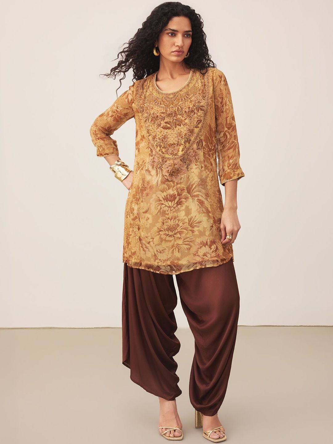 Ritu Kumar Floral Embroidered Ethnic Chiffon Top-picture-7