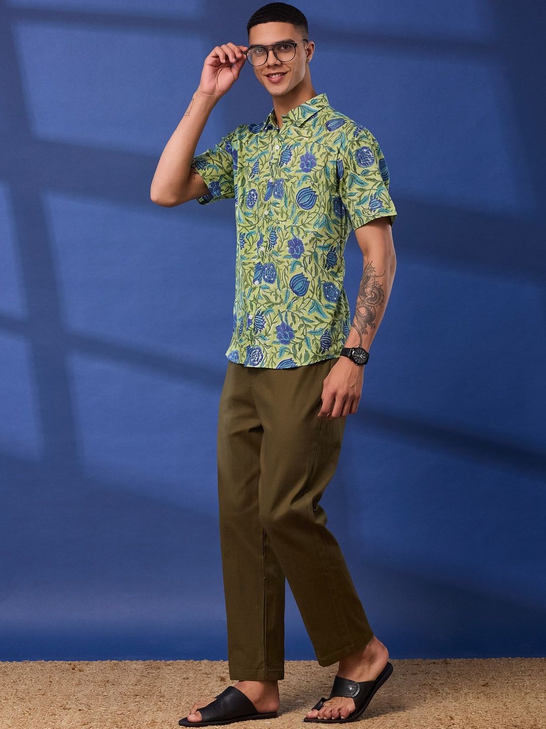 Taavi Men Hand Block Printed Cotton Shirt-picture-16