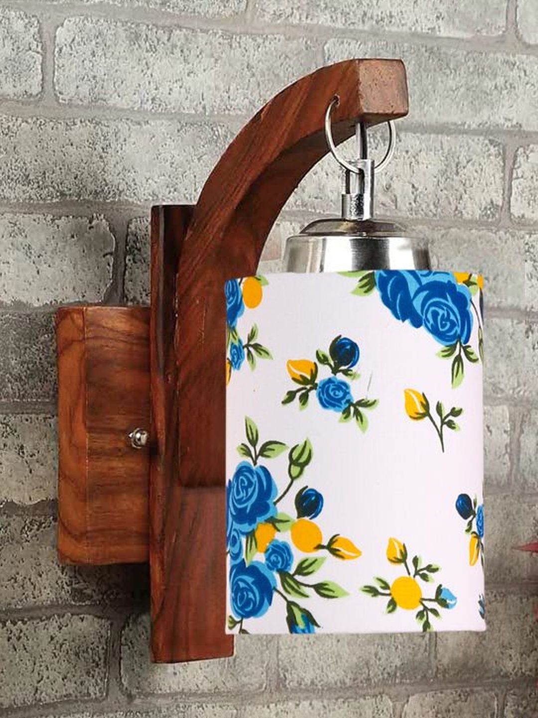 Aura Multicoloured & White Printed Wood Cylinder Shaped Wall Lamp-picture-32