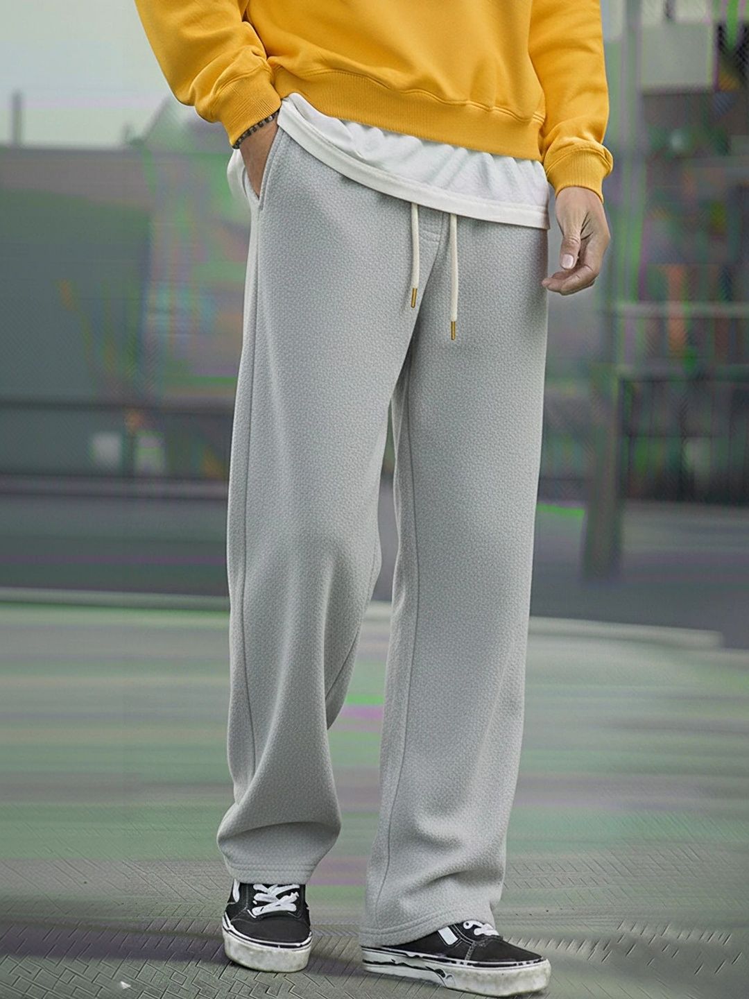 Imsa Moda Men Baggy Textured Track Pants-image-43