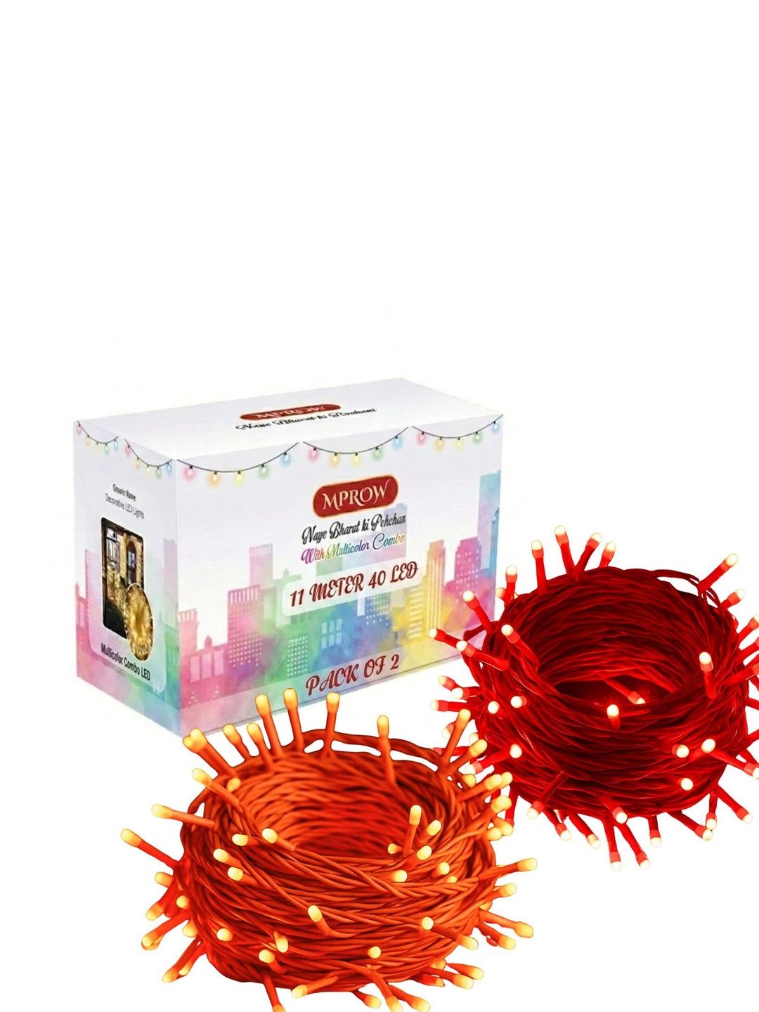 MPROW 11M Orange-Coloured & Red Waterproof 40 LED Rice Shaped 2-Pcs String Lights-picture-53