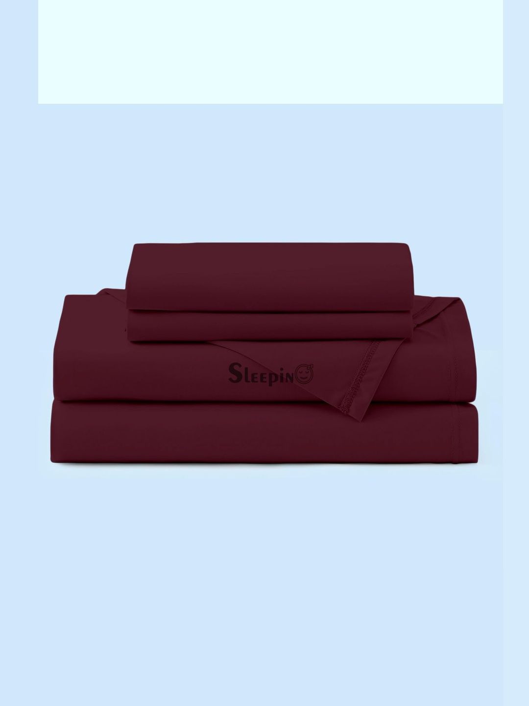 Sleepino Maroon 400 TC Egyptian Cotton King Bedsheet with 2 Pillow Covers-image-19