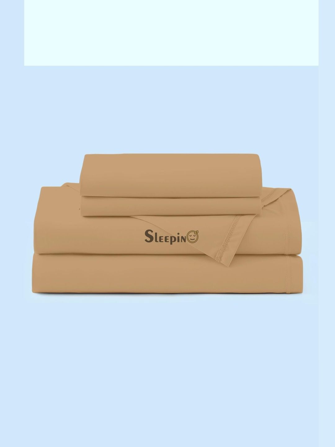 Sleepino Beige 400 TC Egyptian Cotton Bedsheet with 2 Pillow Covers-image-7