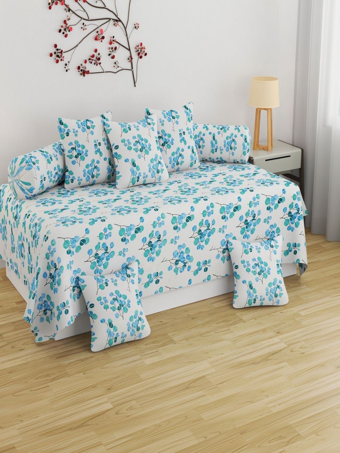 Homefab India 8 Pieces Grey Printed Diwan Set-image-40