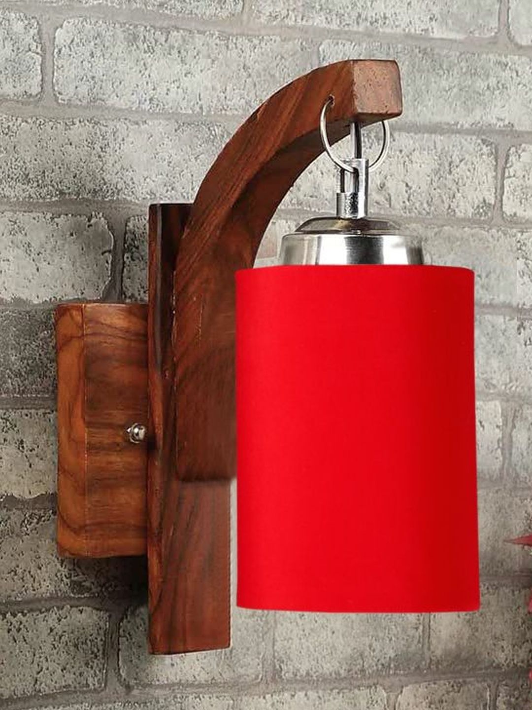 Aura Red & Red Wood Traditional Cylinder Shaped Wall Lamp-image-28