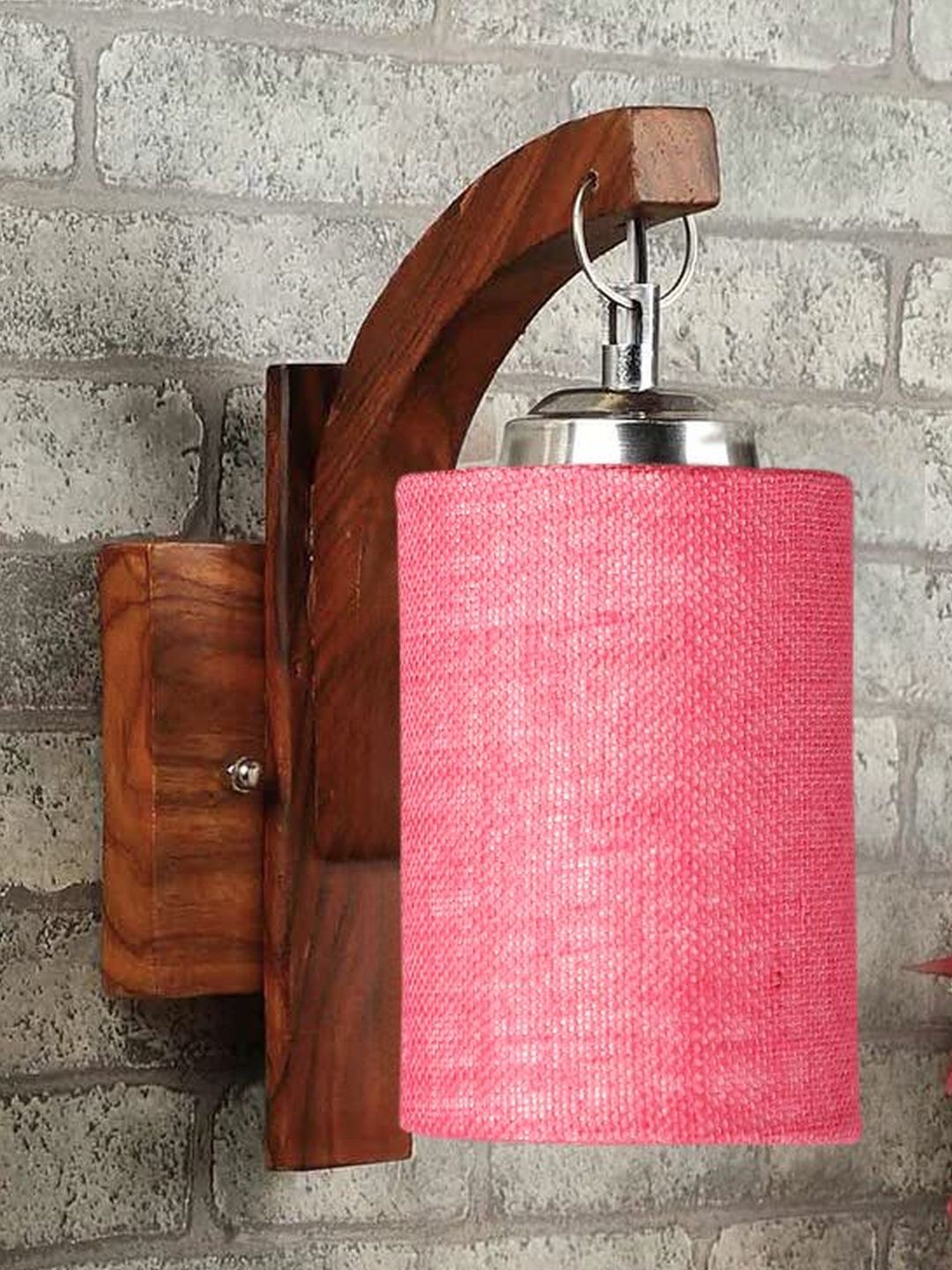 Aura Pink & Pink Textured Wood Cylinder Shaped Wall Lamp-image-44