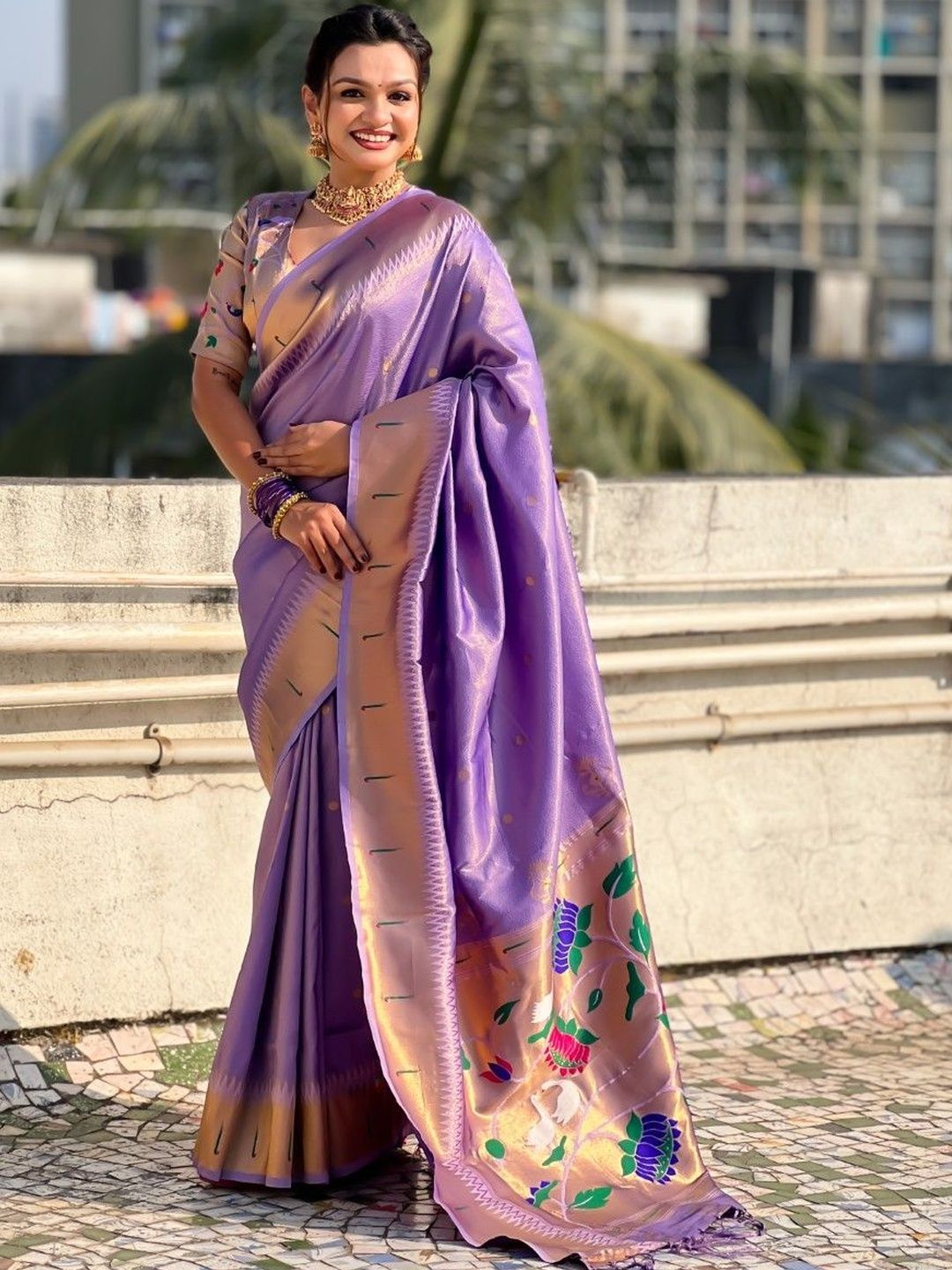 HERE&NOW Woven Design Zari Tissue Paithani Saree-picture-56