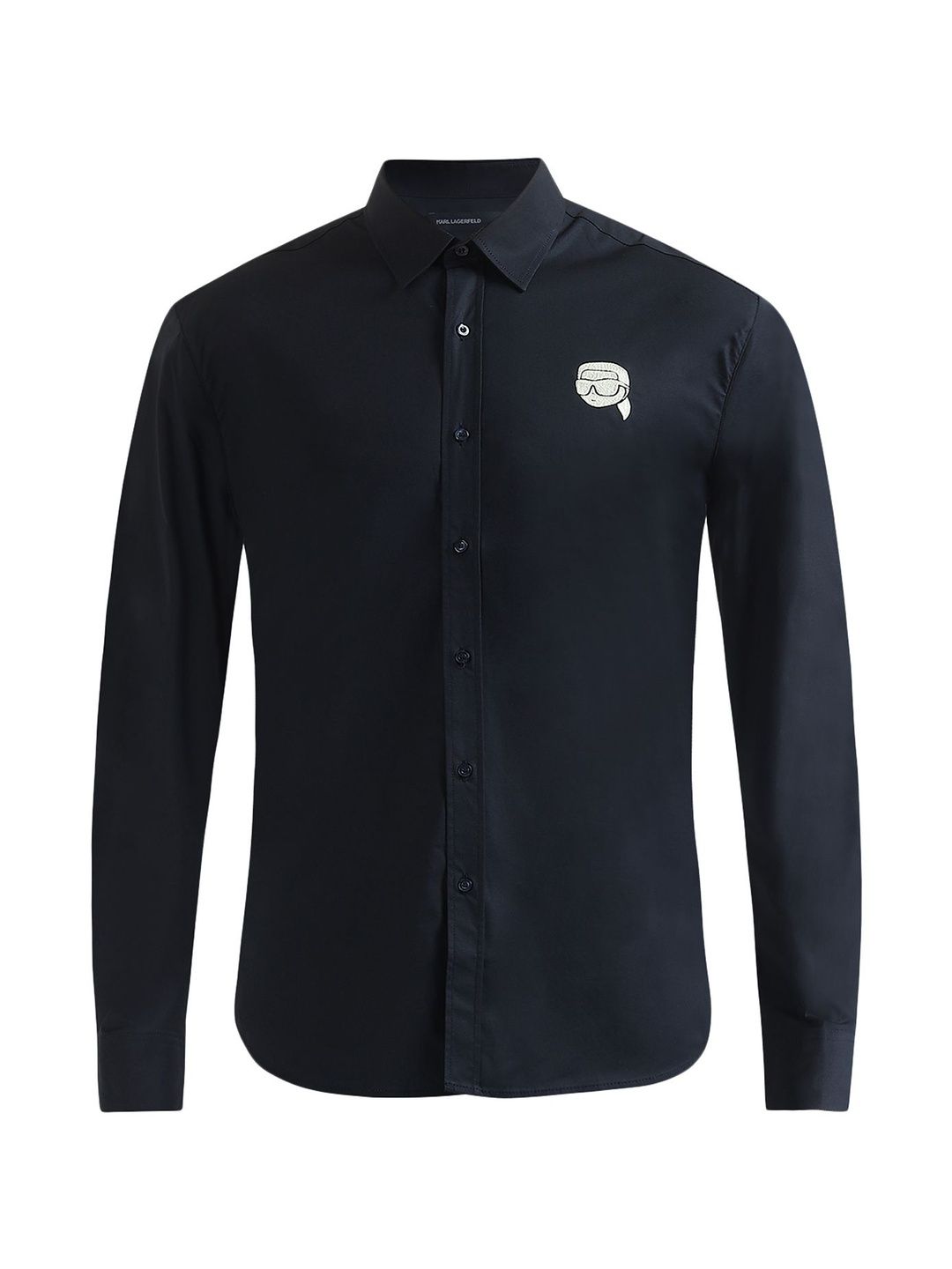 Karl Lagerfeld Men Navy Long-Sleeve Embroidered Doll Shirt-picture-10