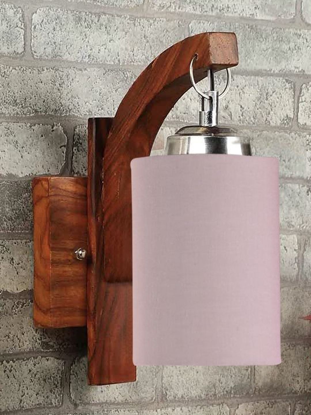Aura Grey & Brown Textured Wood Cylinder Shaped Wall Lamp-image-8