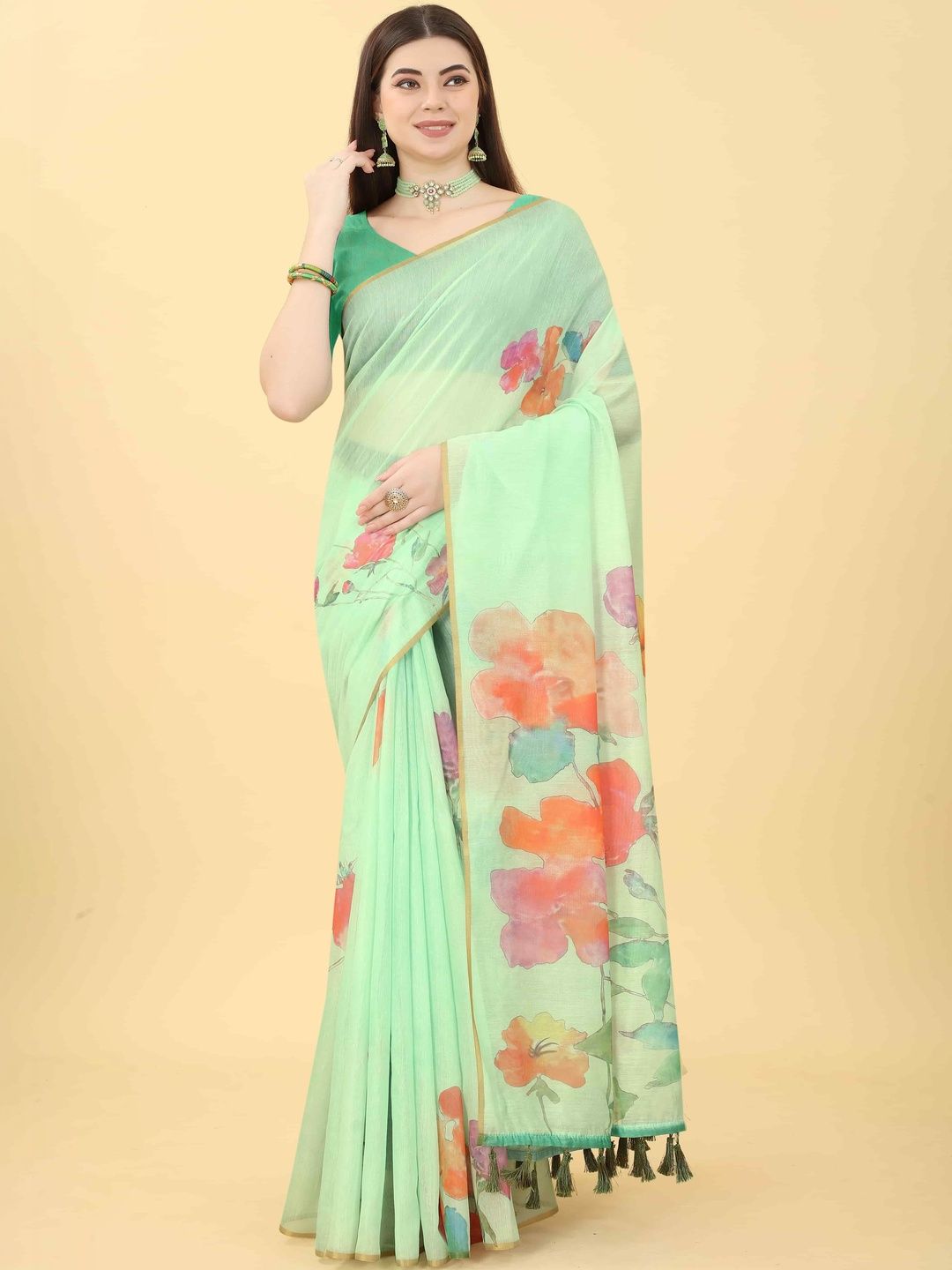 Mitera Floral Zari Fusion Chanderi Saree-picture-34