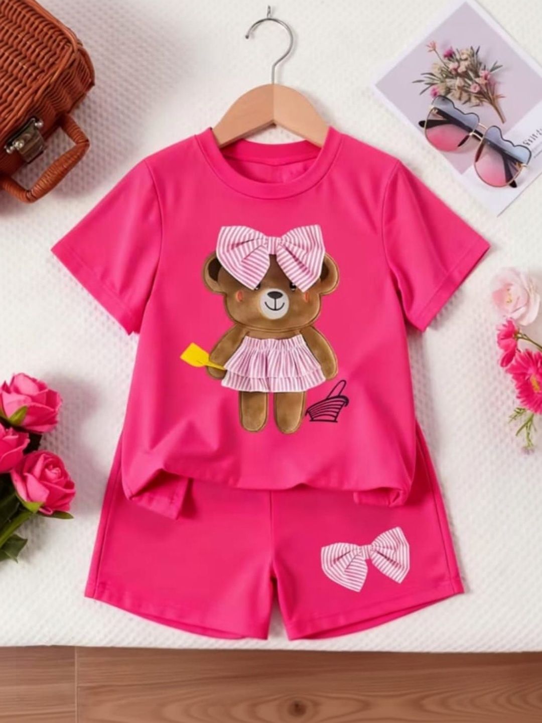 ELPIXIE FASHION Girls Printed Pure Cotton T-shirt with Shorts-picture-31