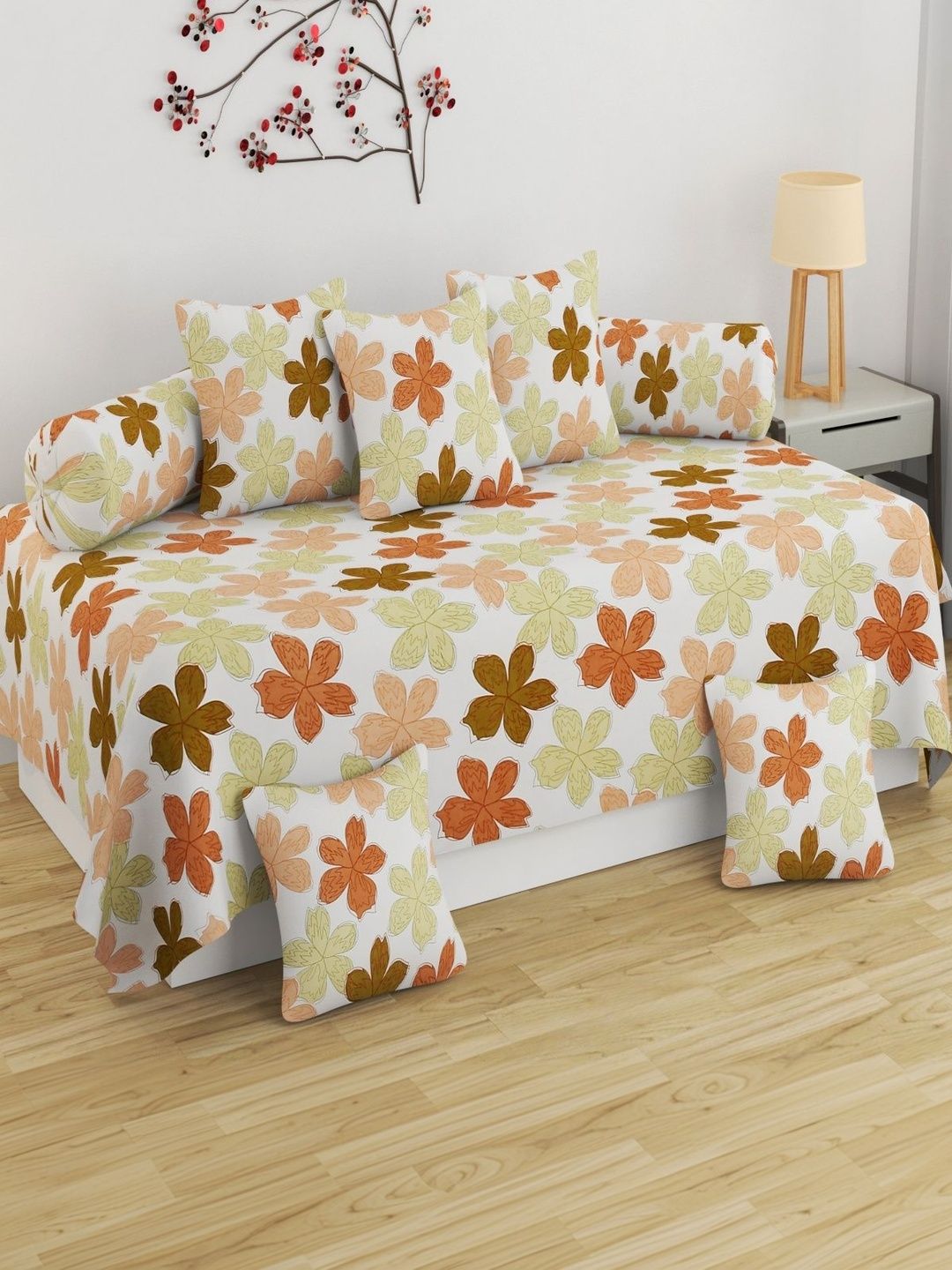 Homefab India 8 Pieces Grey Printed Diwan Set-picture-19
