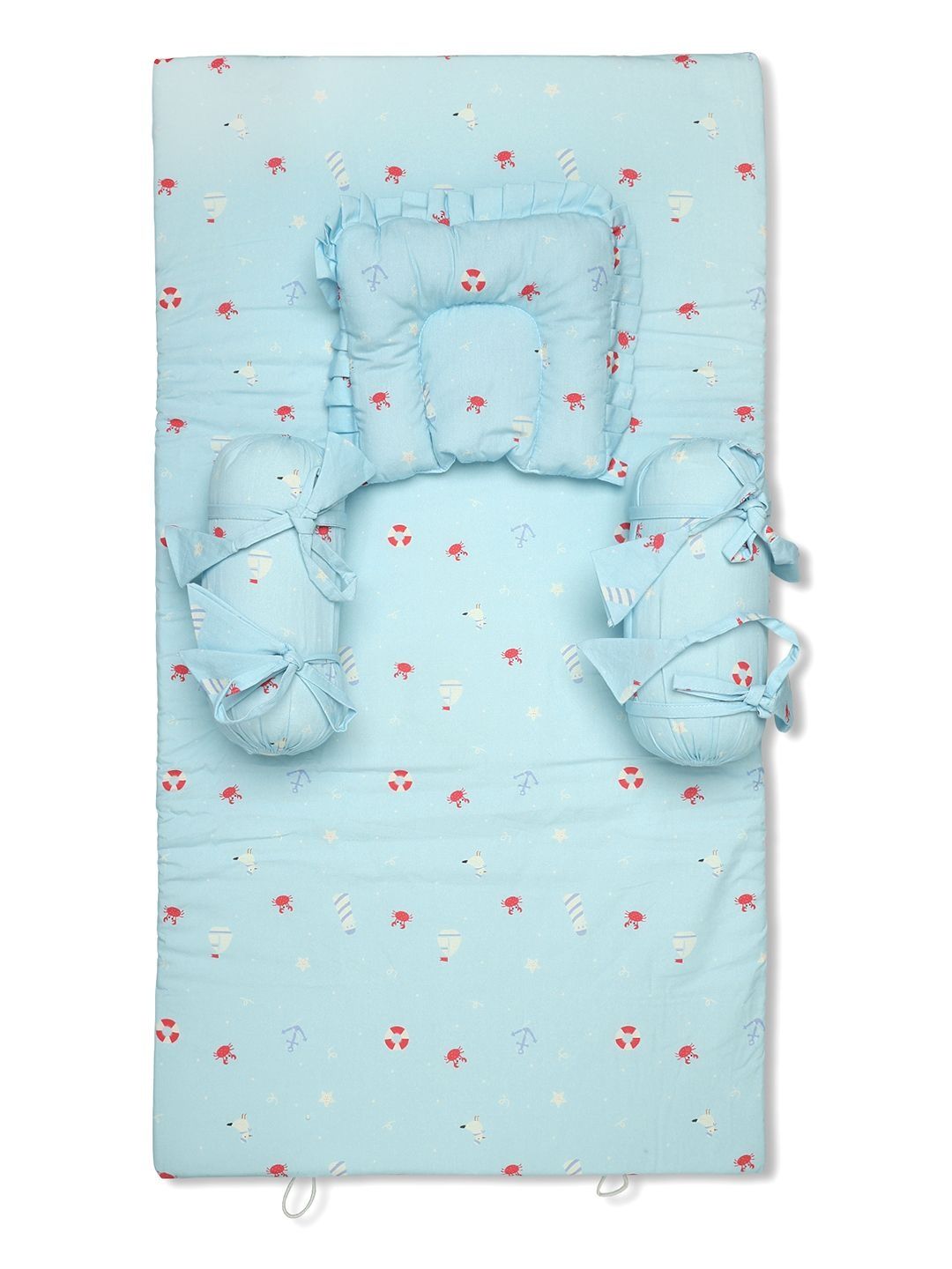 MINI KLUB Blue & Red Quirky Polycotton 4 Piece Single Regular Bedding Set-image-29