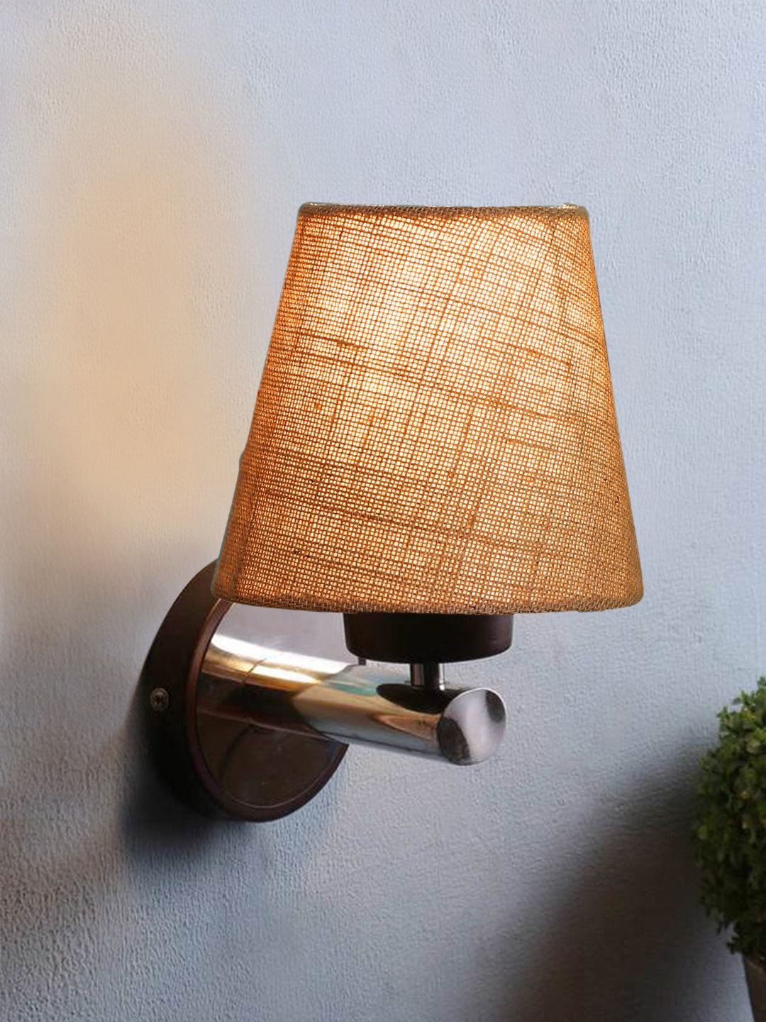 Aura Beige & Brown Textured Metal Frustum Shaped Wall Lamp-picture-13