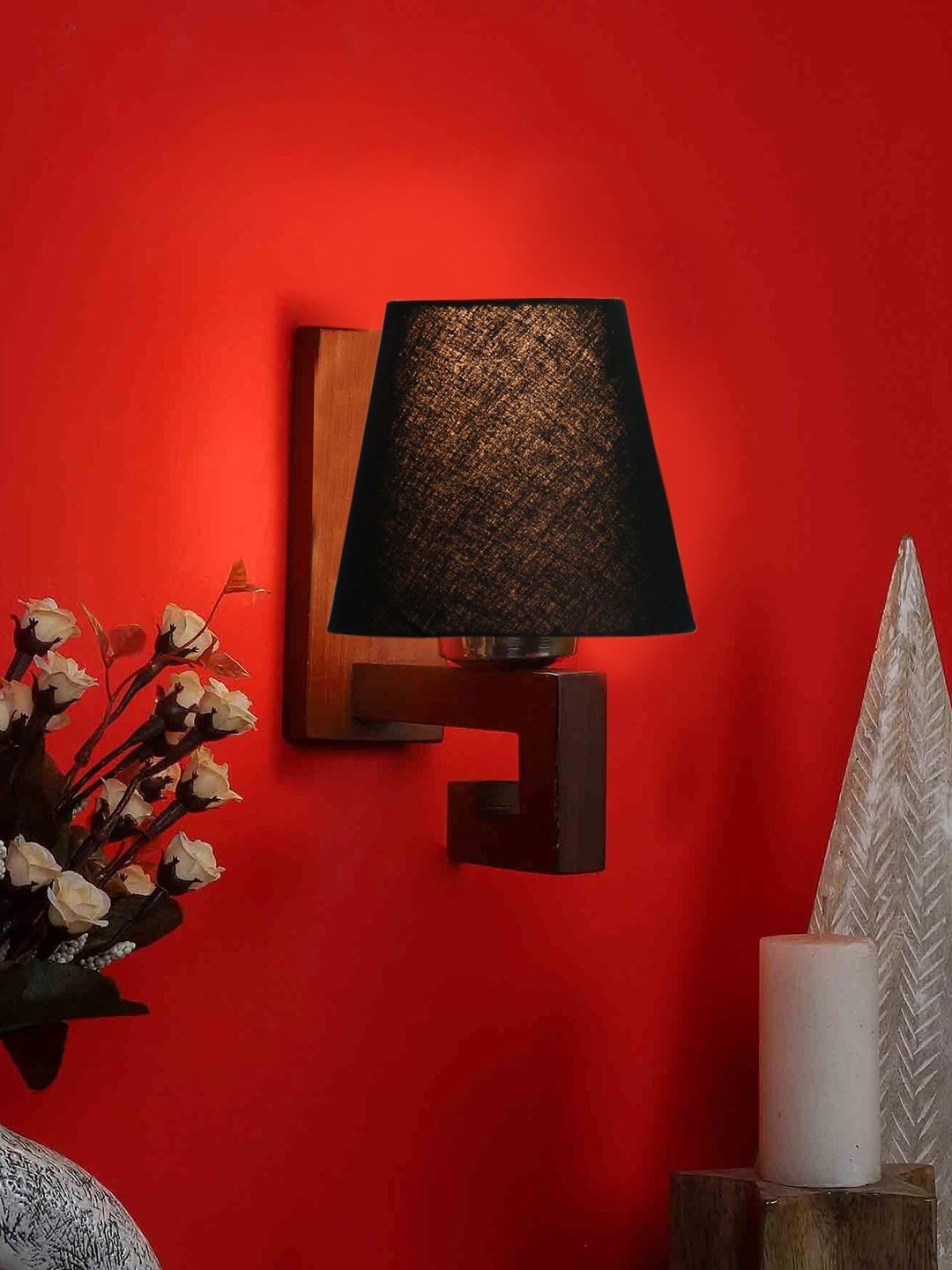 Aura Black & Black Wood Frustum Shaped Wall Lamp-image-42