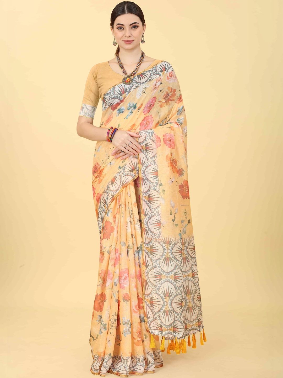 Mitera Floral Zari Fusion Chanderi Saree-picture-32