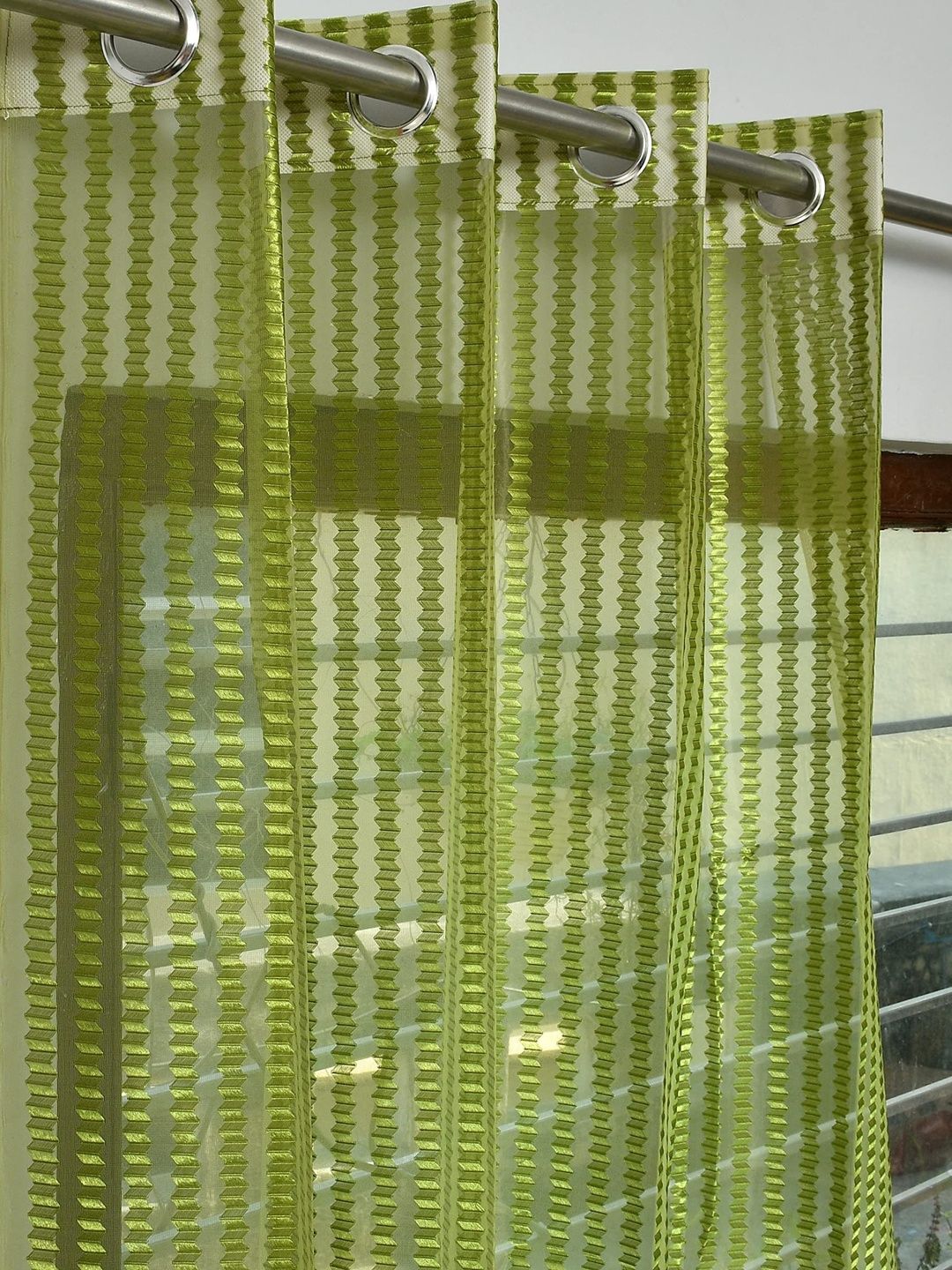 YUKANY Green & Multicoloured Set of 2 Sheer Window Curtain-image-45