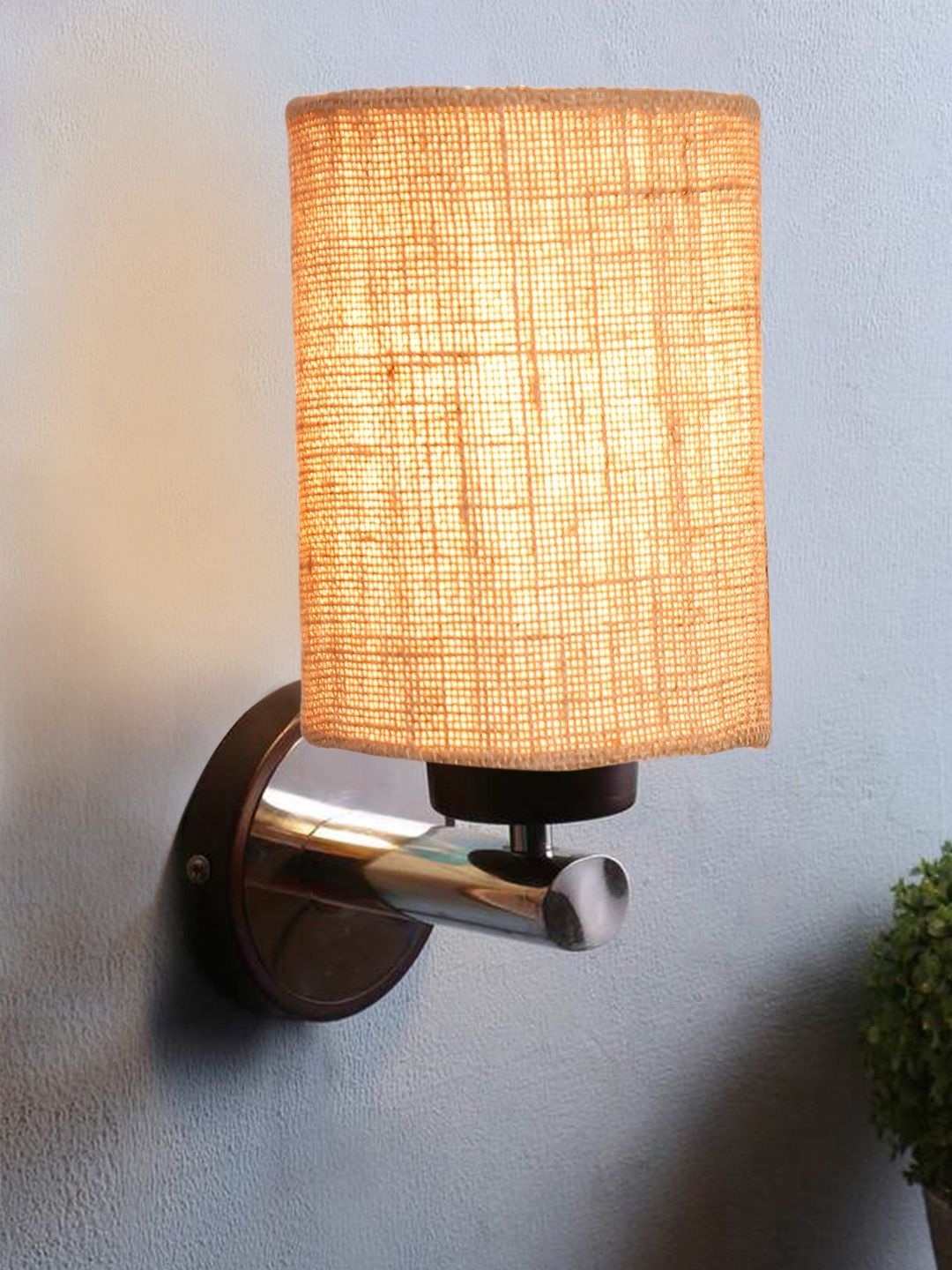 Aura Beige & White Textured Metal Cylinder Shaped Wall Lamp-picture-32