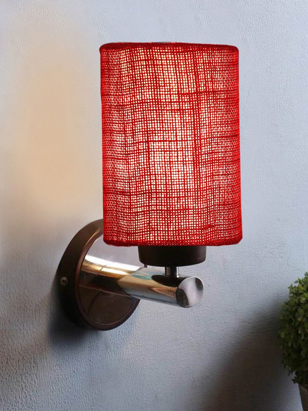 Aura Maroon & Red Textured Metal Contemporary Cylinder Shaped Wall Lamp-picture-26