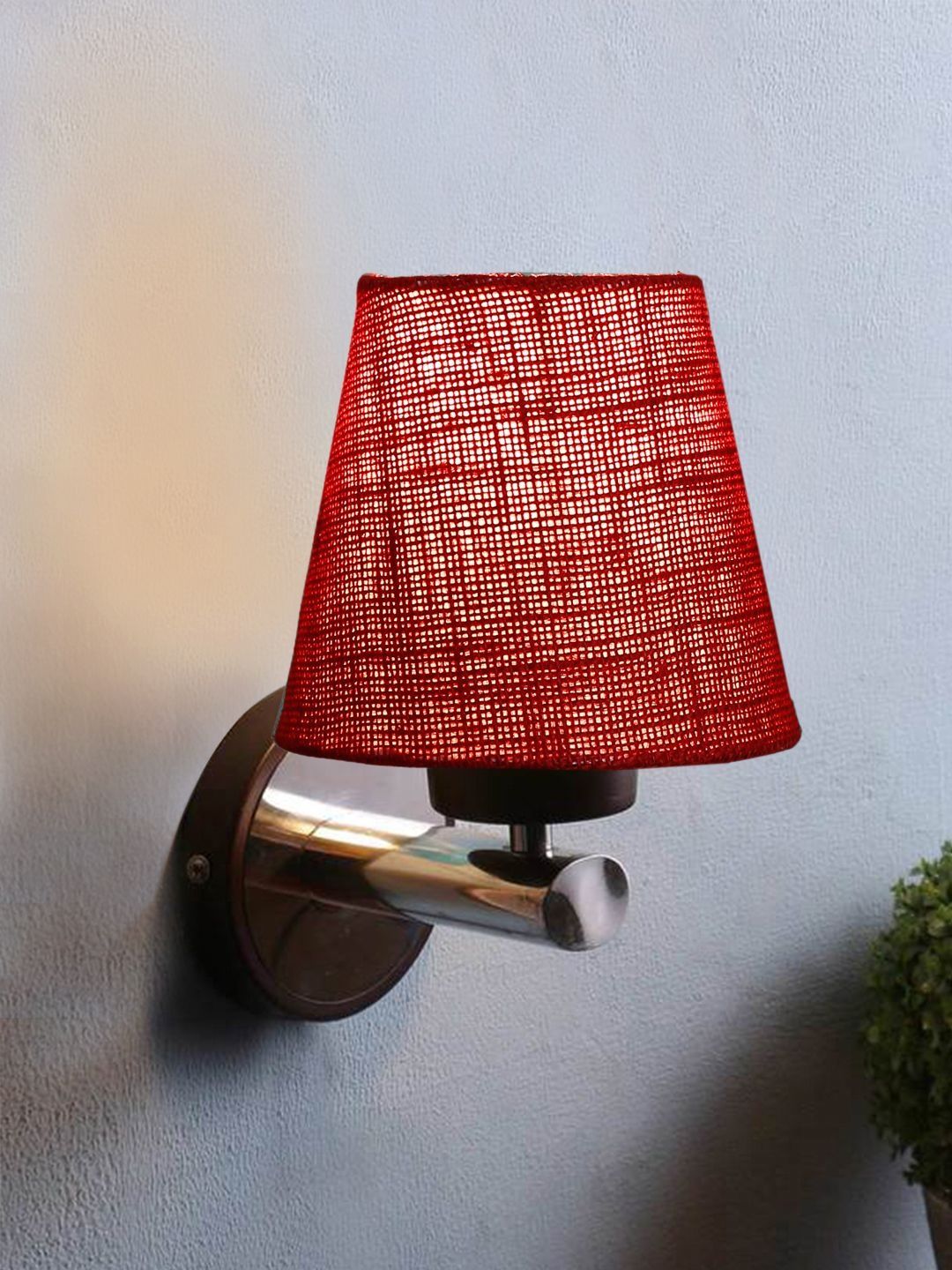 Aura Maroon & Red Textured Metal Traditional Frustum Shaped Wall Lamp-picture-25