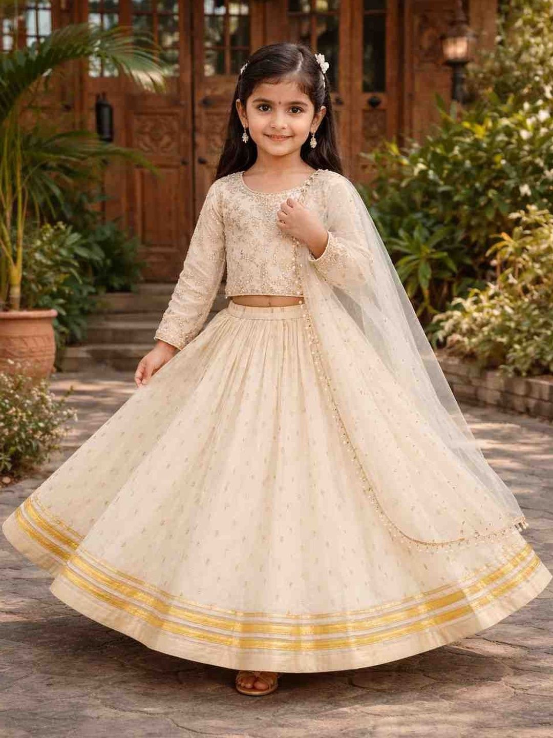 kalini BAESD Girls Embroidered Thread Work Ready to Wear Lehenga & Blouse With Dupatta-picture-24