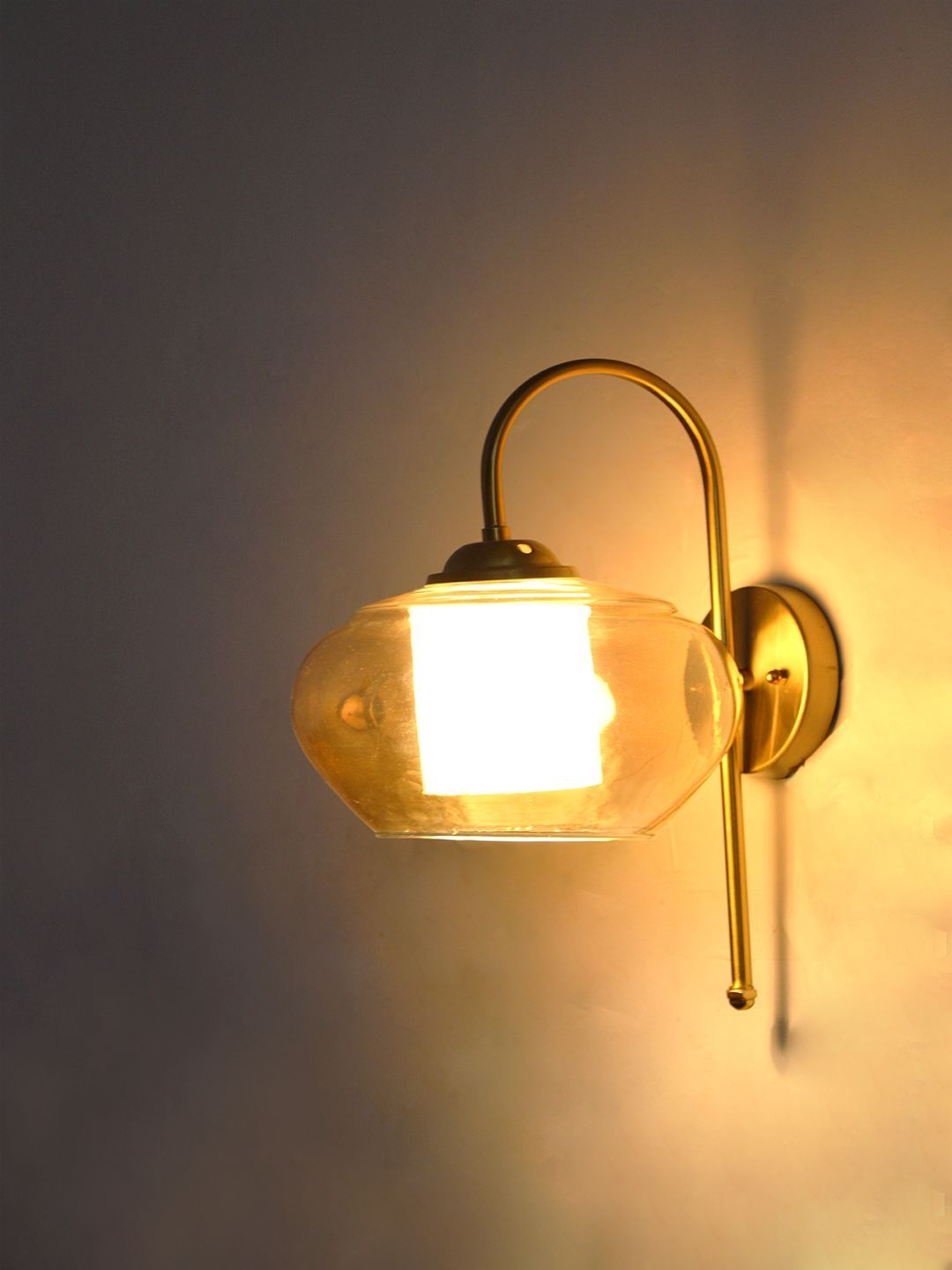 SHREE KALA HOME DECOR Gold-Toned & Gold-Toned Iron Contemporary Abstract Shaped Shaped Wall Lamp-picture-30