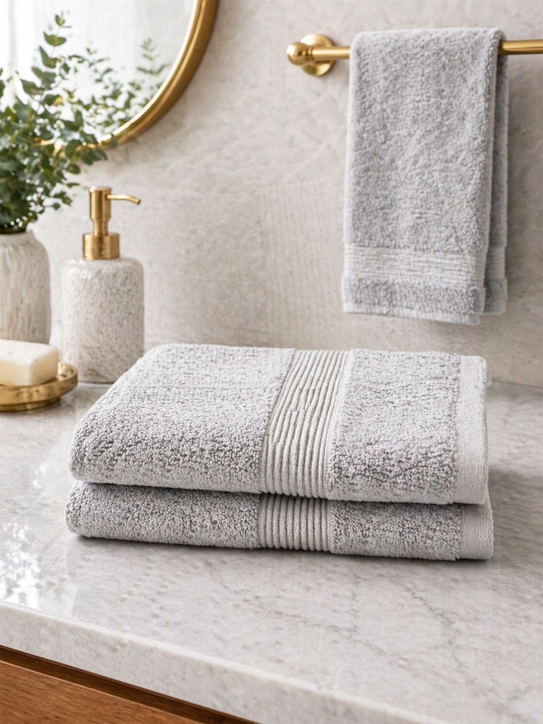 Portico 2-Pcs Grey Pure Cotton Hand Towels-picture-15