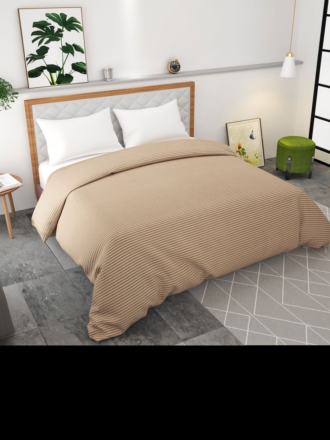 Bromwick Brown Striped Cotton Duvet Cover-image-2