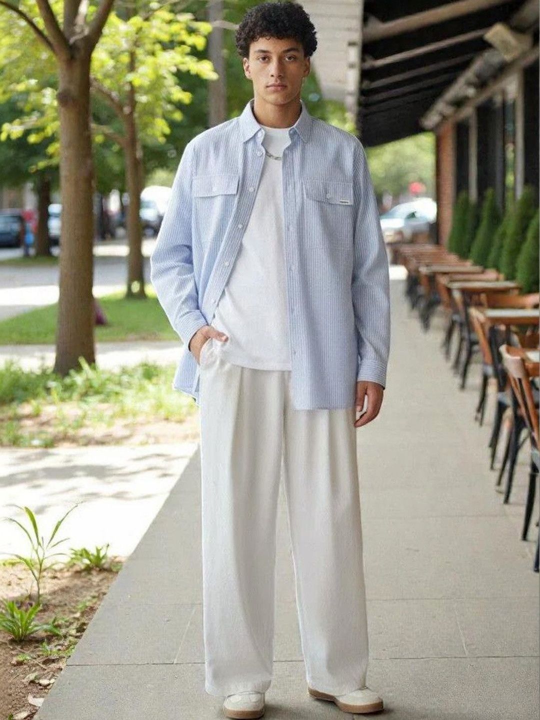 Stylecast X Kotty Men Pleated Cotton Blend Relaxed Fit Korean Pants-image-2